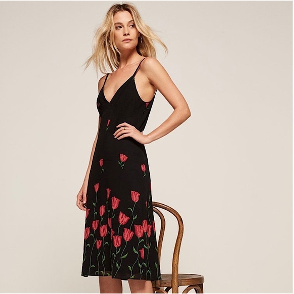 NWT Reformation Clarke dress in Holland tulip Spaghetti Strap Slip Dress 4